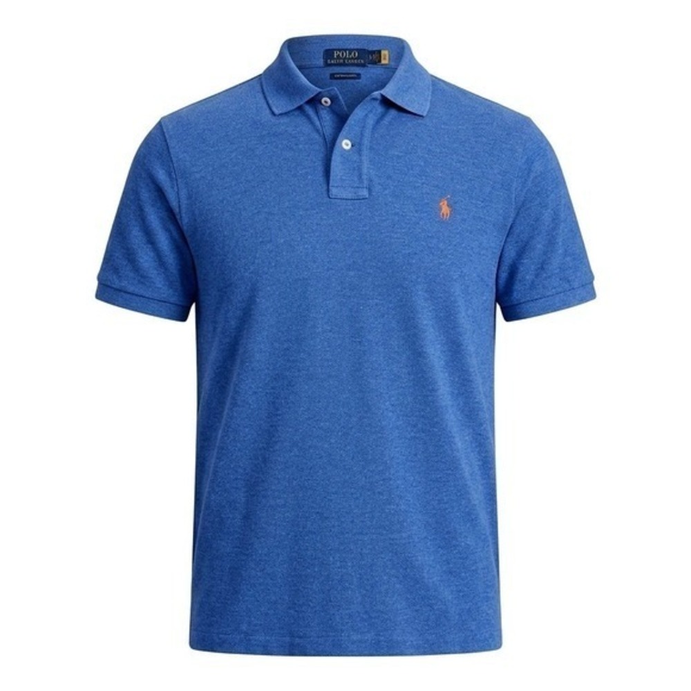 Polo Ralph Lauren Custom Slim Fit Polo Shirt Royal Blue Orange Pony Logo L NWT